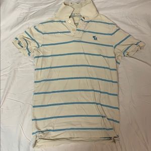 Cream Abercrombie & Fitch Polo With Blue Stripes